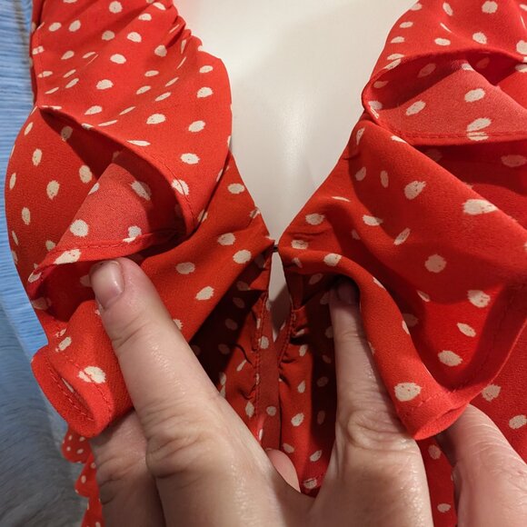 Red & white polka dot blouse - Gap - Size L - Picture 3 of 7